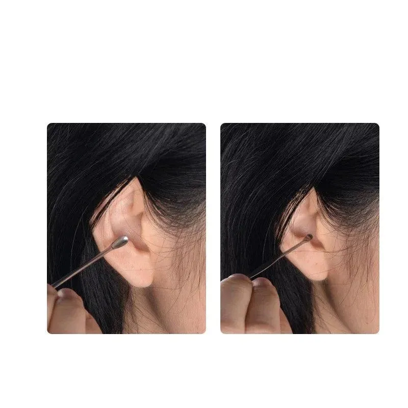 6-Piece Ear Cleaning Set, Stainless Steel, Scoop and Spiral Ear Picks, Safe and Effective, Multiple Colors, Includes Storage Case