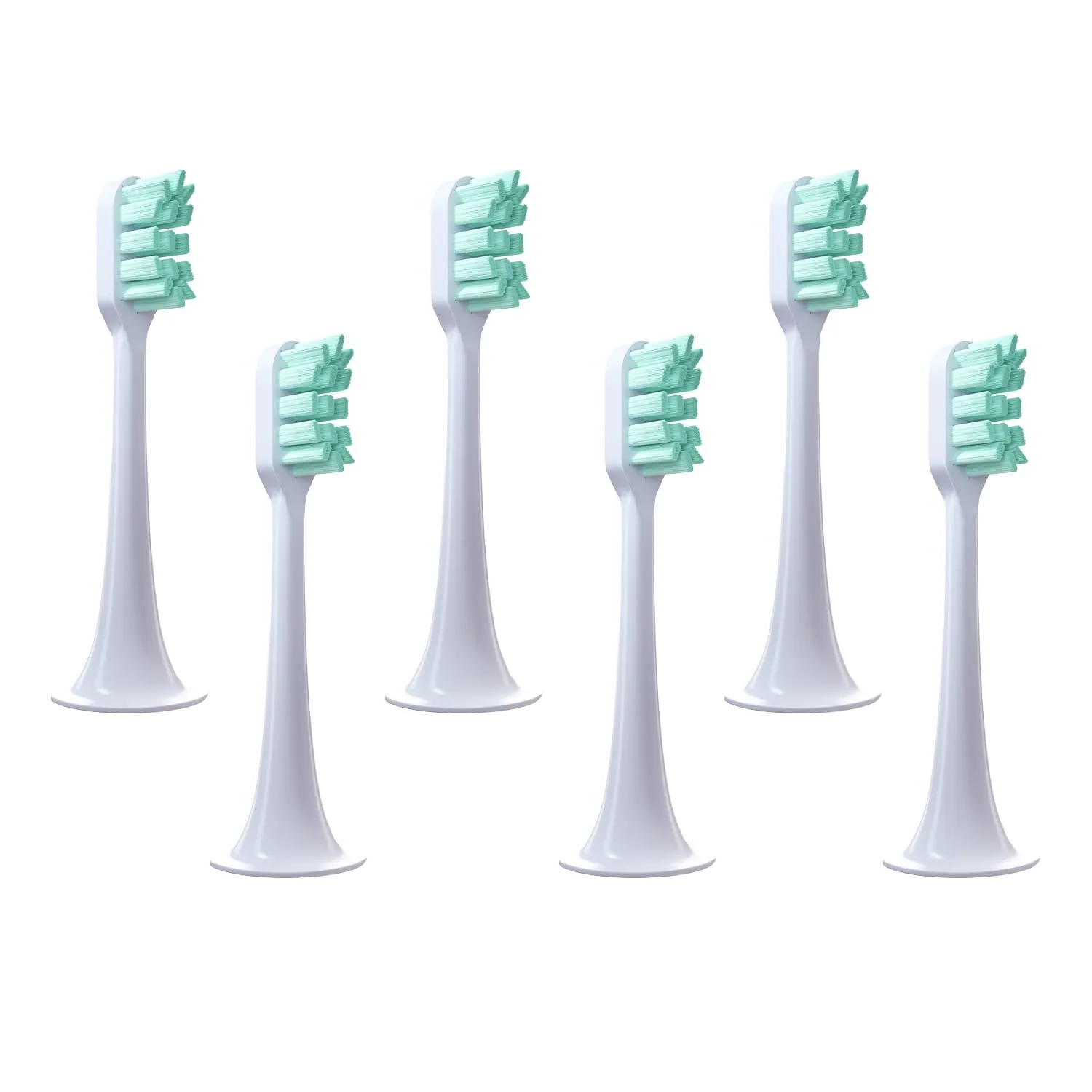 6Pcs Replacement Toothbrush Heads for Xiaomi Mijia/Mi Home T300 T500 Series Sonic Electric Brush Handles - Multiple Option (Green Medium)