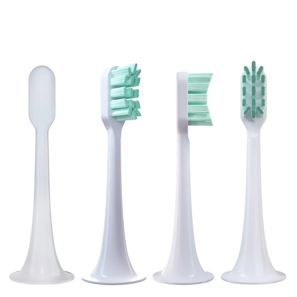 6Pcs Replacement Toothbrush Heads for Xiaomi Mijia/Mi Home T300 T500 Series Sonic Electric Brush Handles - Multiple Option (Green Medium)