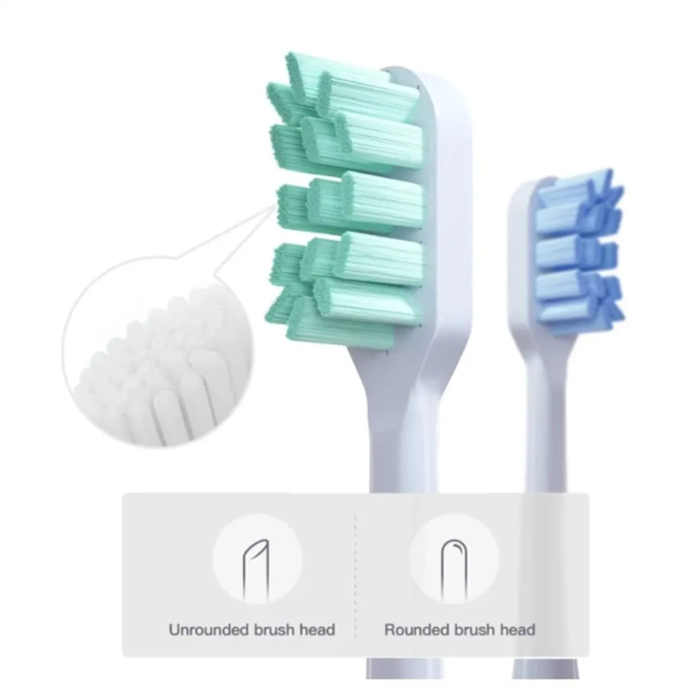 6Pcs Replacement Toothbrush Heads for Xiaomi Mijia/Mi Home T300 T500 Series Sonic Electric Brush Handles - Multiple Option (Green Medium)