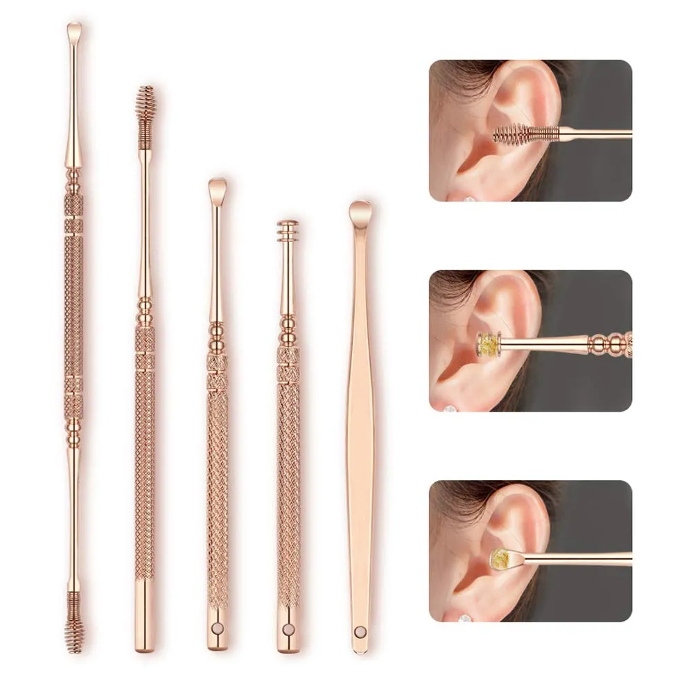 7 Pcs Ear Cleansing Tool Set, Ear Cleaner, Earwax Removal Kit, Earwax Removal Tools Safely and Gently Cleaning Ear Canal at Home, Exfolimates, Earwax Cleaners, Ear Cleansing Tool with Storage Box