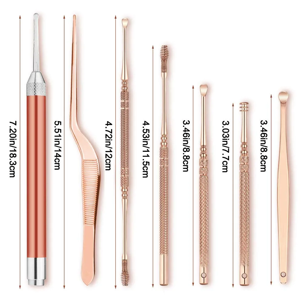 7 Pcs Ear Cleansing Tool Set, Ear Cleaner, Earwax Removal Kit, Earwax Removal Tools Safely and Gently Cleaning Ear Canal at Home, Exfolimates, Earwax Cleaners, Ear Cleansing Tool with Storage Box