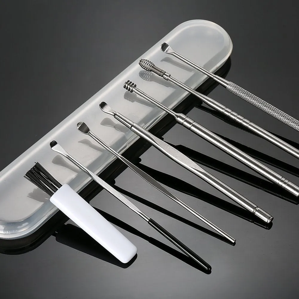 7 Pcs Ear Pick Earwax Removal Kit, BetyBedy Ear Cleansing Tool Set, Ear Curette Ear Wax Remover Tool with Cleaning Brush and Storage Box, Sliver