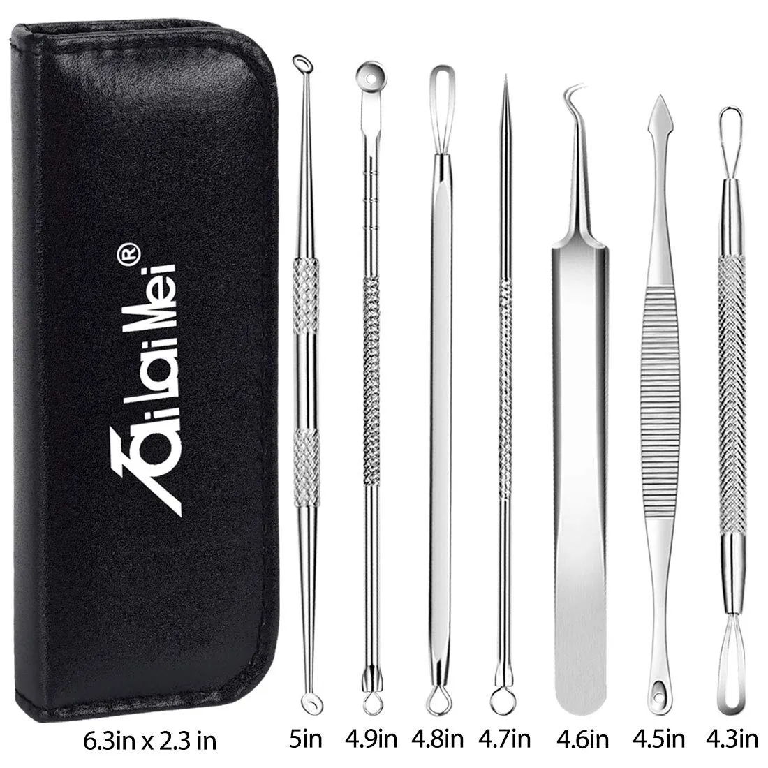7-Piece Blackhead Remover Kit - Pimple Comedone Extractor Tool set for Facial Acne and Treatment for Blemish, Whitehead Popping, Zit Removing for Risk Free Nose Face Skin with Metal Case 7 pieces