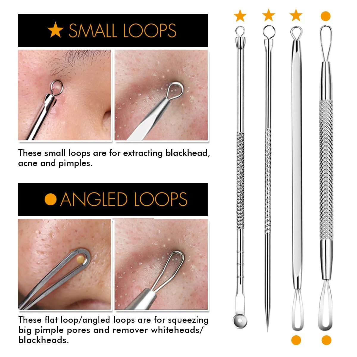 7-Piece Blackhead Remover Kit - Pimple Comedone Extractor Tool set for Facial Acne and Treatment for Blemish, Whitehead Popping, Zit Removing for Risk Free Nose Face Skin with Metal Case 7 pieces