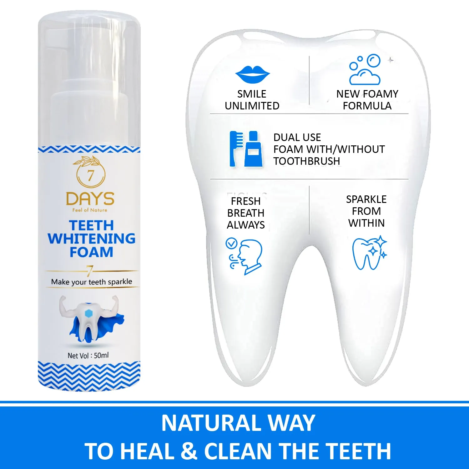 7Days Teeth Whitening Foam Pack of 2 - 50 ml