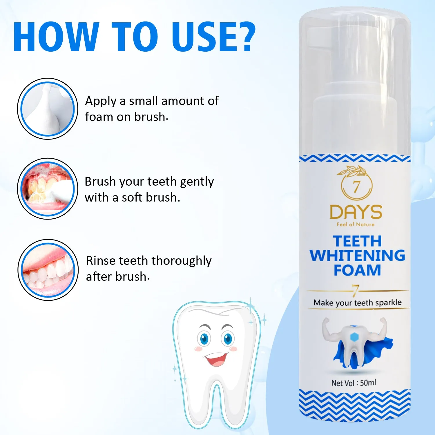 7Days Teeth Whitening Foam Pack of 2 - 50 ml