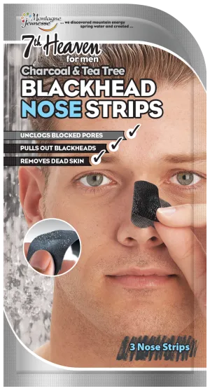 7th Heaven Men's Blackhead Nose Strips - Charcoal & Tea Tree - BOX  (8 x nose strips)