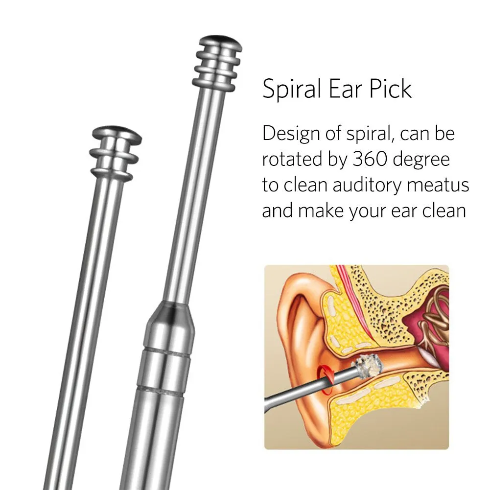 8 Pcs Ear Pick Earwax Removal Kit, Geengle Ear Cleansing Tool Set, Ear Curette Ear Wax Remover Tool with a Cleaning Brush and Storage Box