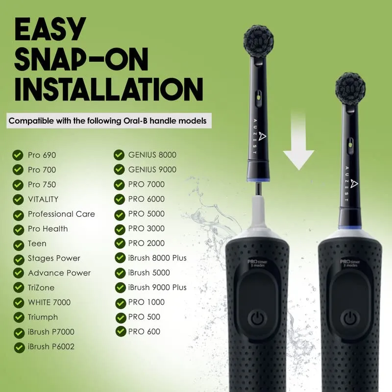 8 Pcs Oral B Electric Toothbrush Head Replacement - Bamboo Charcoal Black Recyclable Toothbrush Heads - Eco Friendly Oral B Soft Toothbrush Head - Oral B Replacement Brush Heads - Oral B Heads 8 Count (Pack of 1)