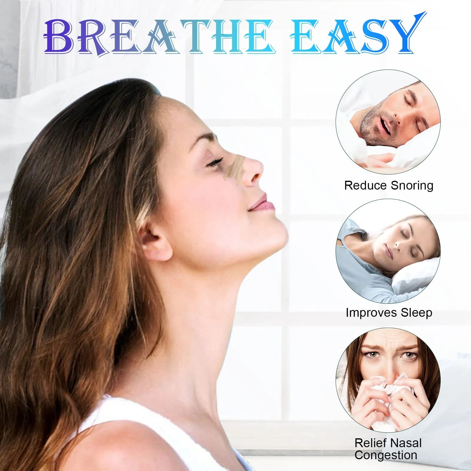 80 Pcs Nasal Strips (66x19mm), Extra Strength Nose Strips for Breathing, Instantly Relieves Nasal Congestion, Helps Reduce Snoring, Improves Sleep Large Size Snore Strips (a) 80pcs