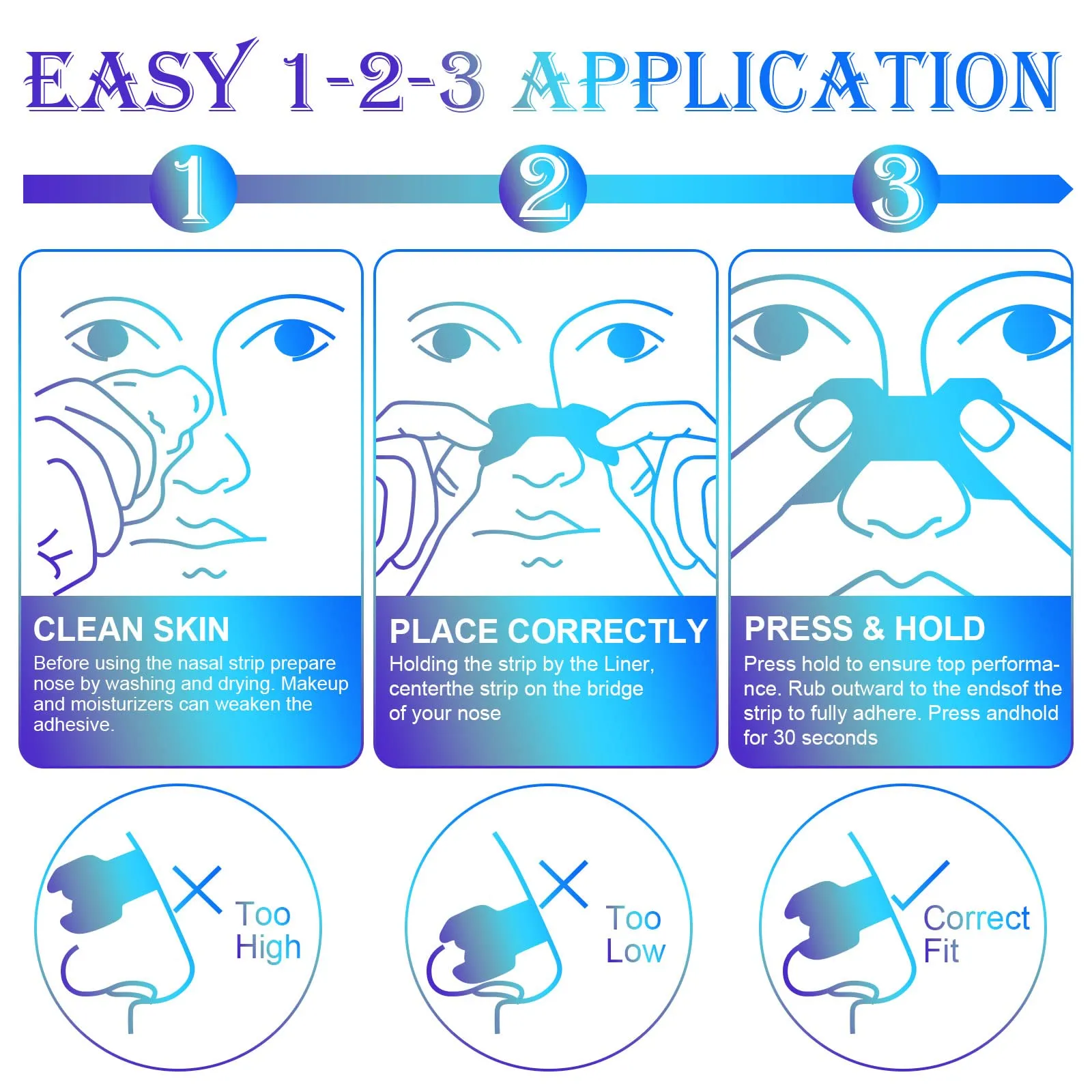 80 Pcs Nasal Strips (66x19mm), Extra Strength Nose Strips for Breathing, Instantly Relieves Nasal Congestion, Helps Reduce Snoring, Improves Sleep Large Size Snore Strips (a) 80pcs