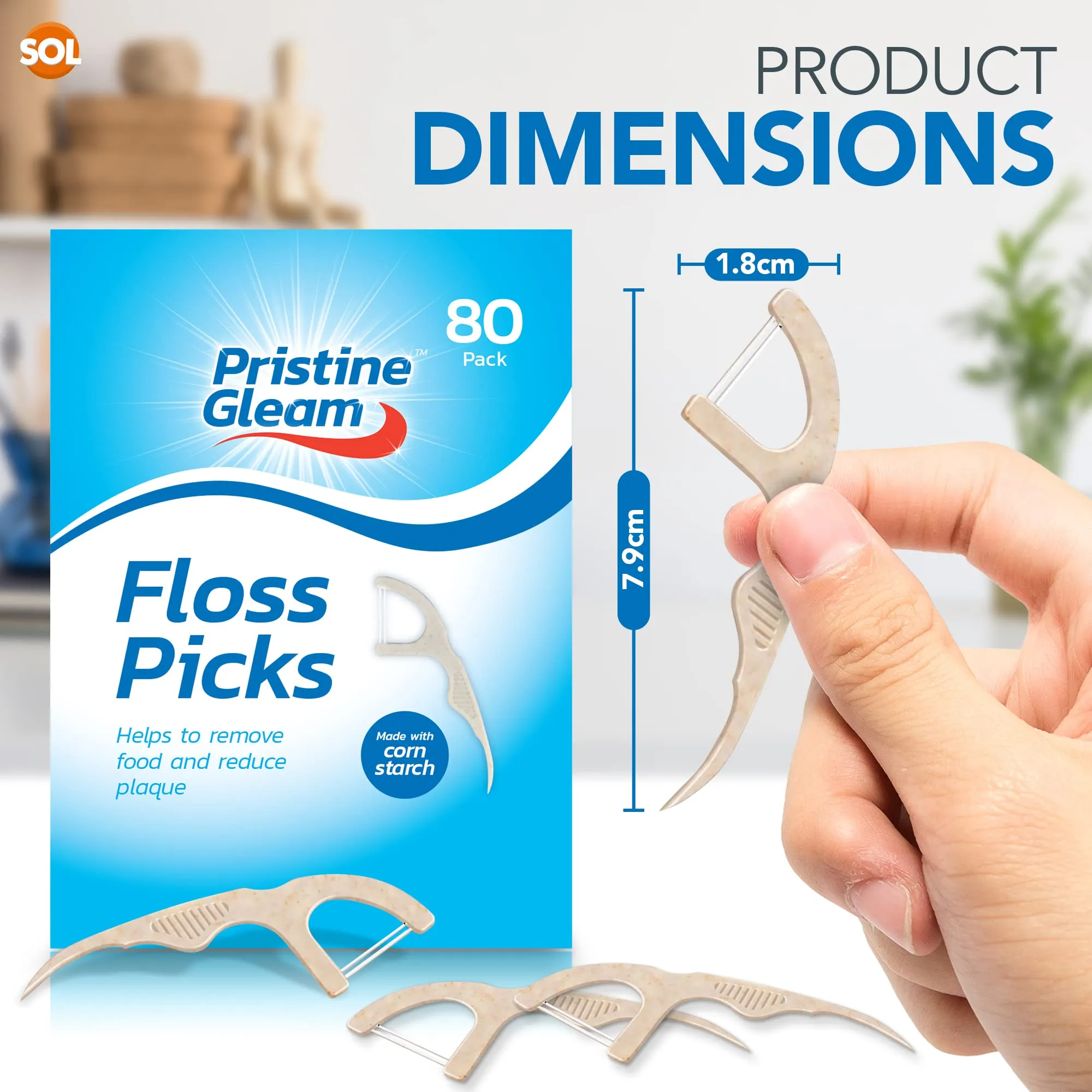 80pk Corn Starch Floss Harps | Biodegradable Floss Picks, Floss Sticks Dental Floss Picks | Tooth Floss Picks | Dental Floss Stick | Flossers for Teeth Floss Picks for Teeth | Tooth Harps Dental Harps