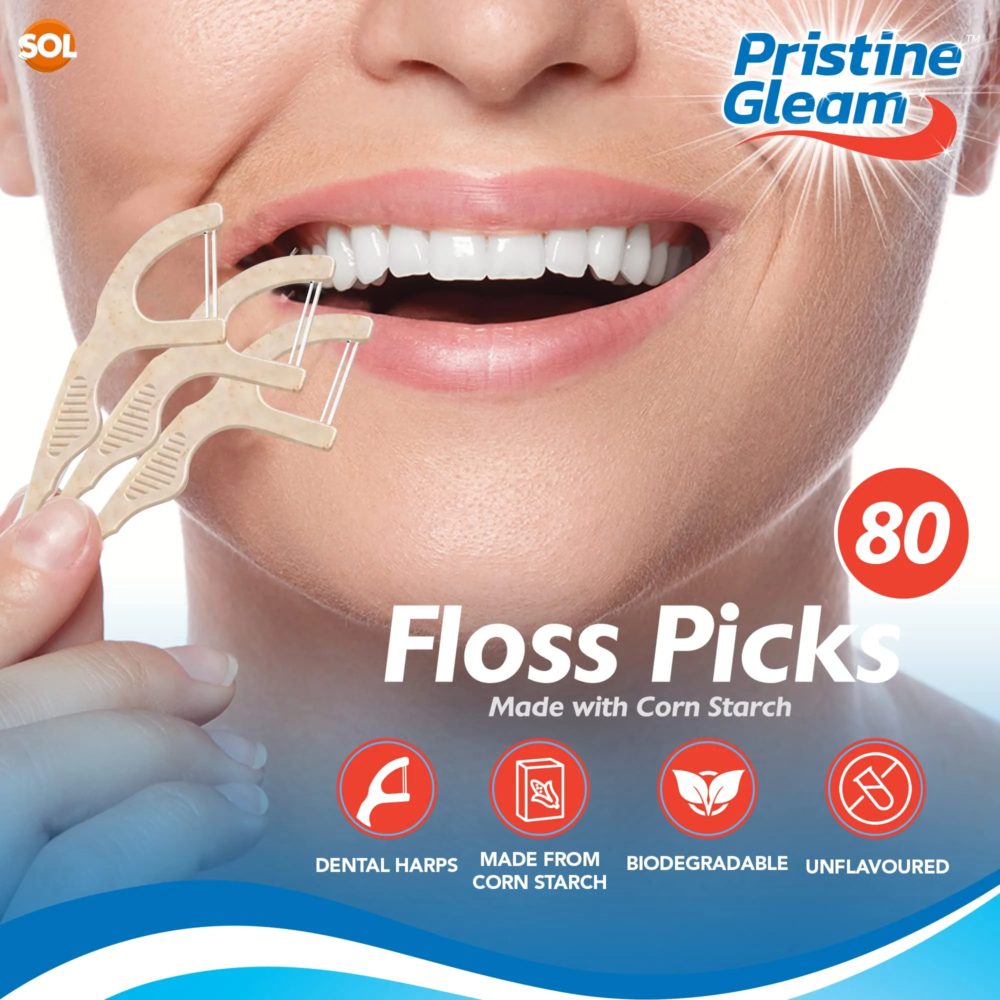 80pk Corn Starch Floss Harps | Biodegradable Floss Picks, Floss Sticks Dental Floss Picks | Tooth Floss Picks | Dental Floss Stick | Flossers for Teeth Floss Picks for Teeth | Tooth Harps Dental Harps