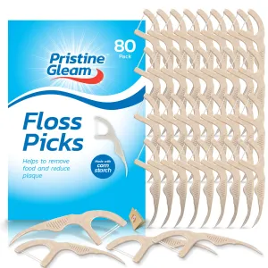 80pk Corn Starch Floss Harps | Biodegradable Floss Picks, Floss Sticks Dental Floss Picks | Tooth Floss Picks | Dental Floss Stick | Flossers for Teeth Floss Picks for Teeth | Tooth Harps Dental Harps