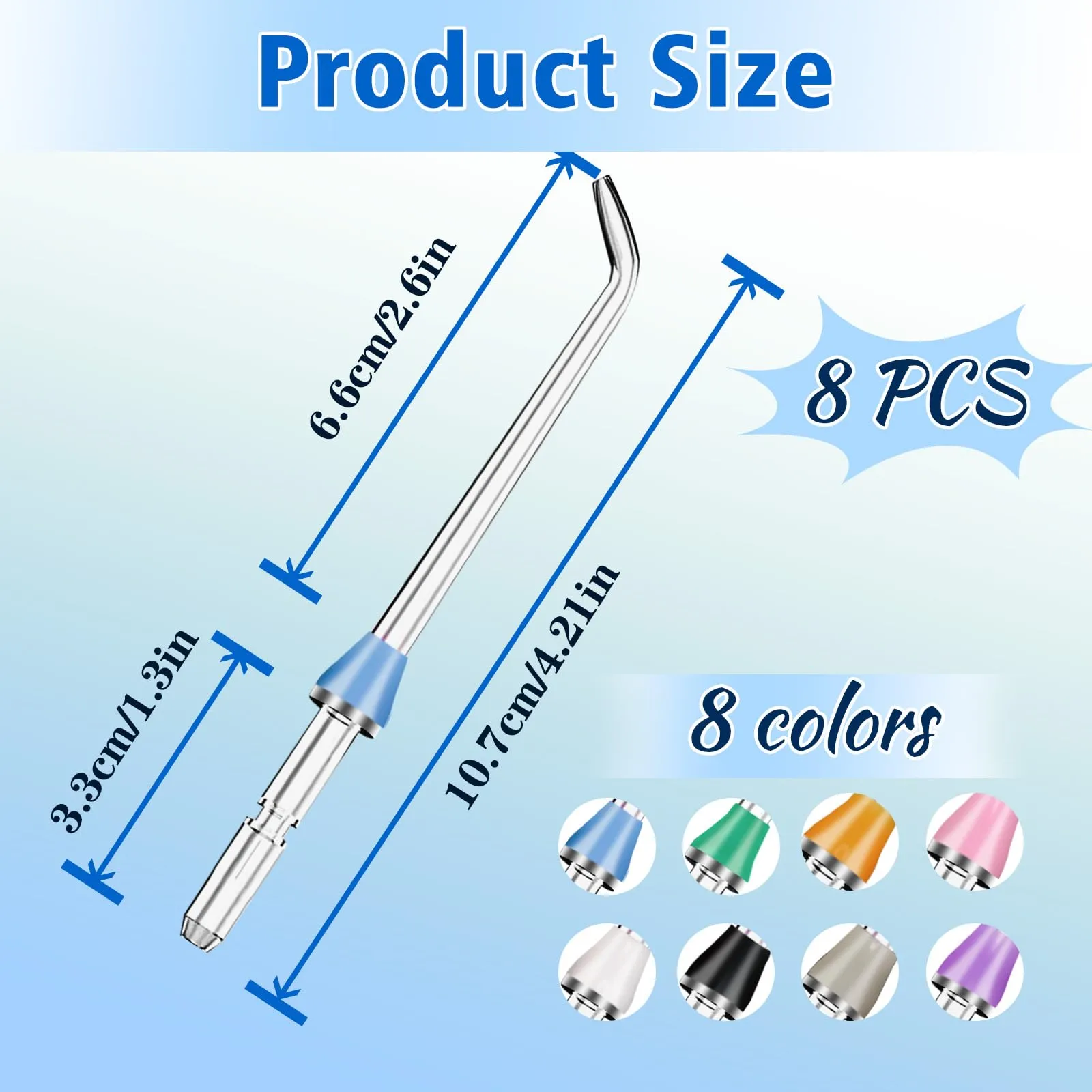 8pcs Flosser Replacement Tips for Waterpik Water Flosser, Flosser Refill Heads, Replacement Heads for Waterpik, Compatible with Waterpik Oral Irrigator and Dental Flosser