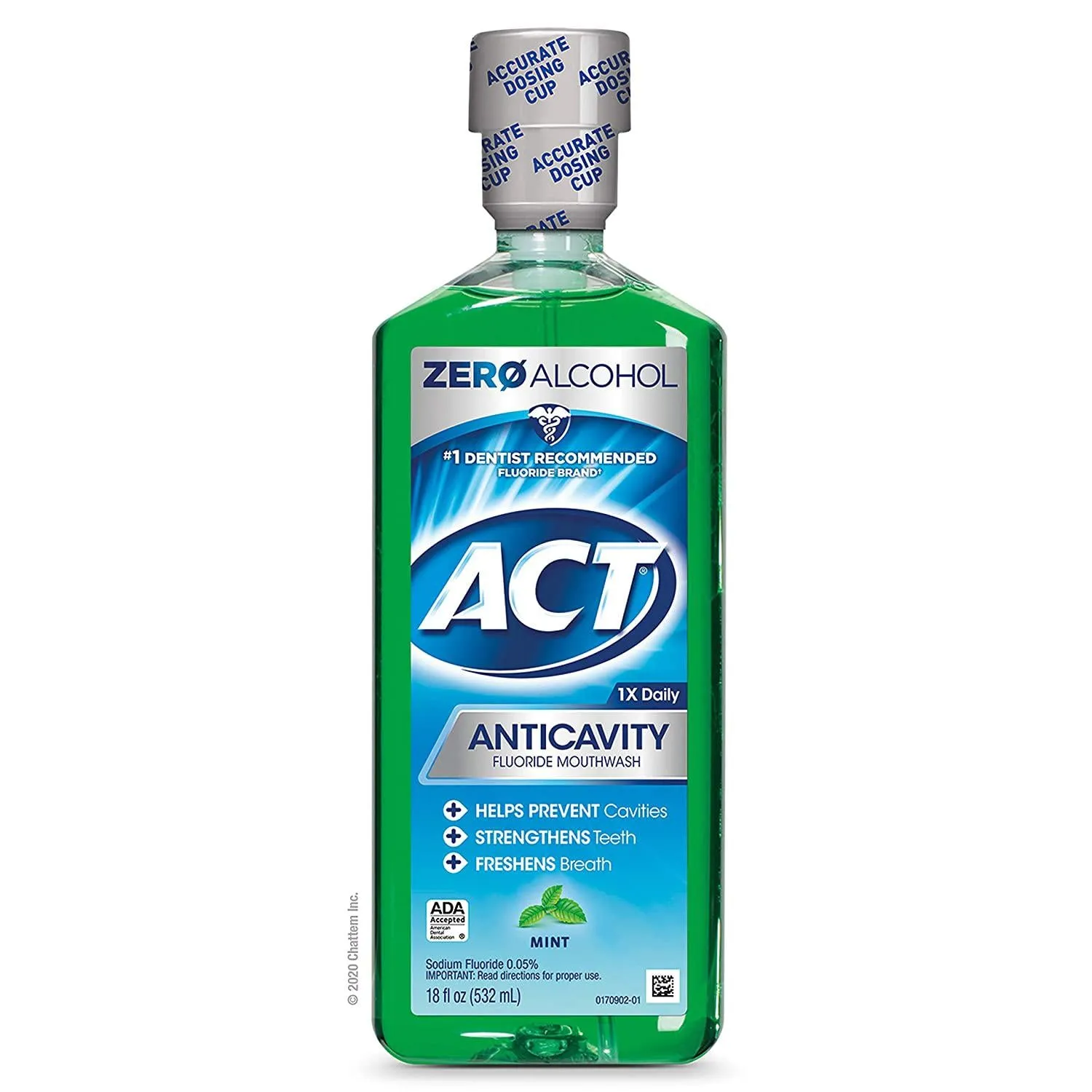 ACT Alcohol Free Anti-Cavity Fluoride Mouthwash Mint - 18 oz