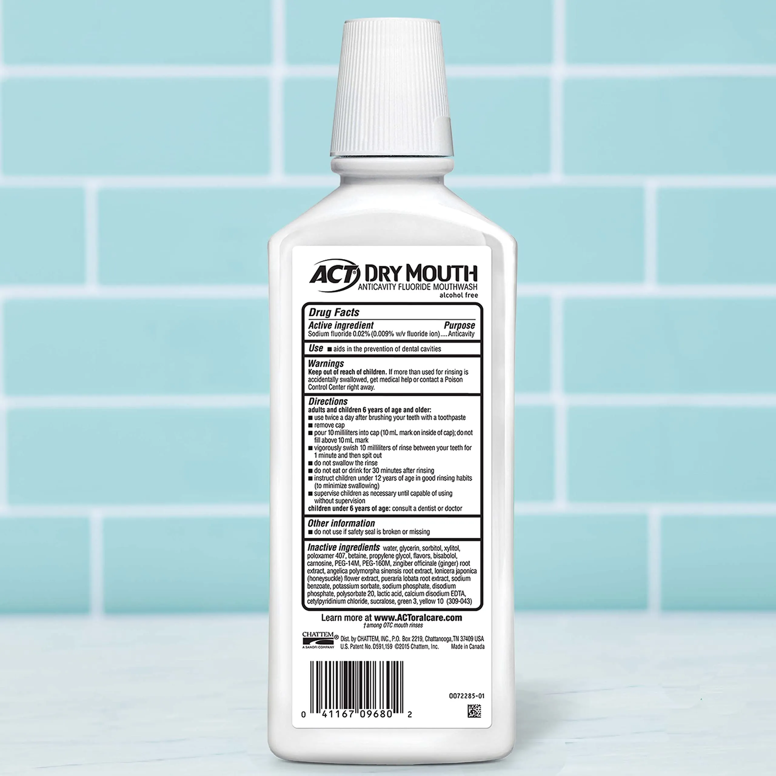 ACT Dry Mouth Anticavity Zero Alcohol Fluoride Mouthwash 18 fl. oz. Soothing Mint 18 Fl Oz (Pack of 1)