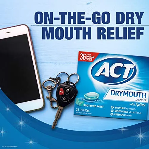 ACT Dry Mouth Lozenges With Xylitol, Soothing Mint, 36 Count