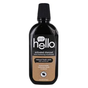 Activated Charcoal Mouthwash Natural Fresh Mint 16 Oz By Hello Bello