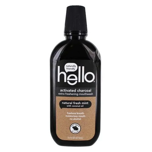Activated Charcoal Mouthwash Natural Fresh Mint 16 Oz By Hello Bello