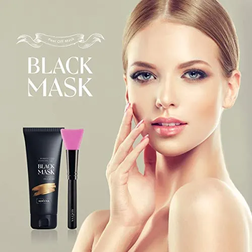 Aliceva Black Mask, Blackhead Remover Mask, Charcoal Peel Off Mask, Charcoal Mask, Charcoal Face Mask for All Skin Types with Brush - 2.12 FL.OZ / 60G