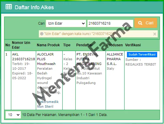 Aloclair Plus Mouthwash 60 mL - Obat Kumur Sariawan dan Luka Mulut