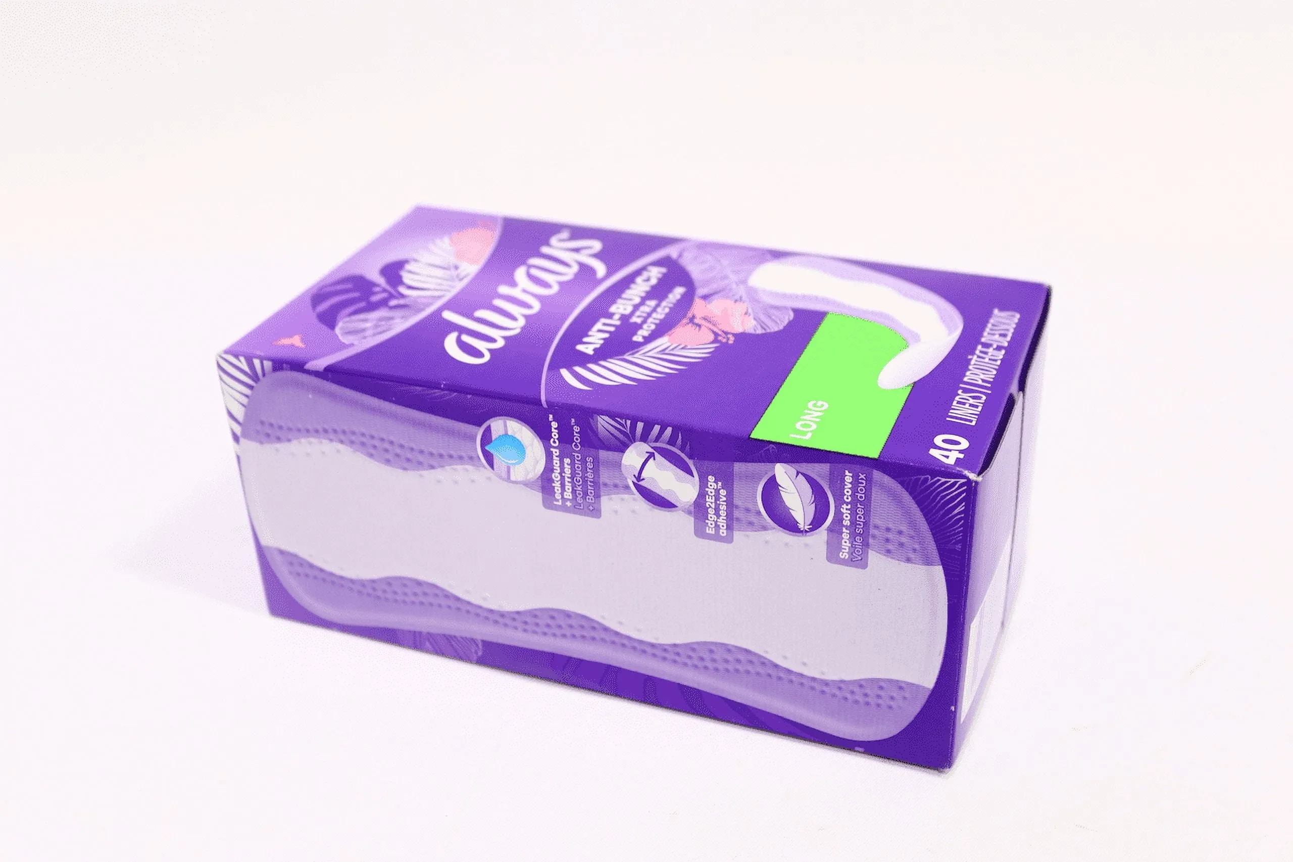 Always Anti-Bunch Xtra Protection Daily Liners Long Unscented, Anti Bunch Helps You Feel Comfortable, 40 Count