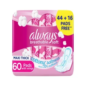 Always Breathable Soft Maxi Thick Large Sanitary Pads With Wings 60pcs