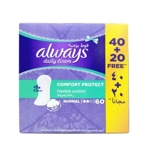 Always Daily Liners Comfort Protect Normal, 60 Pieces