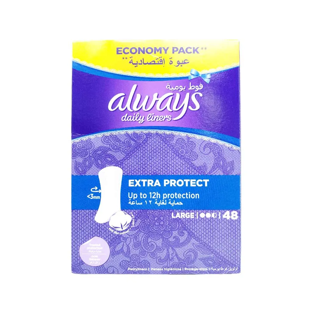 Always Daily Liners Extra Protect Large, 48 Liners