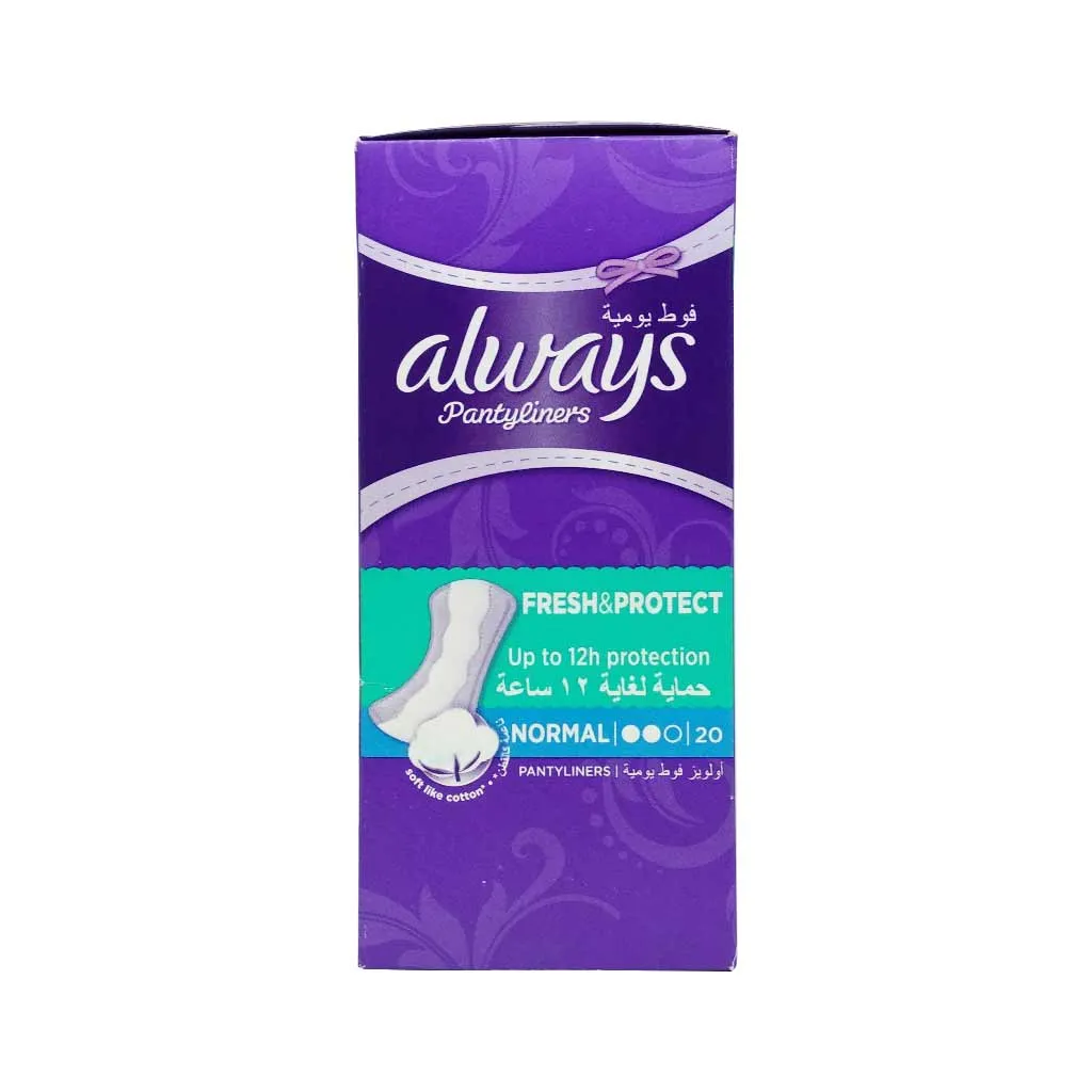 Always Fresh & Protect Normal Panty Liners, 20 Pieces