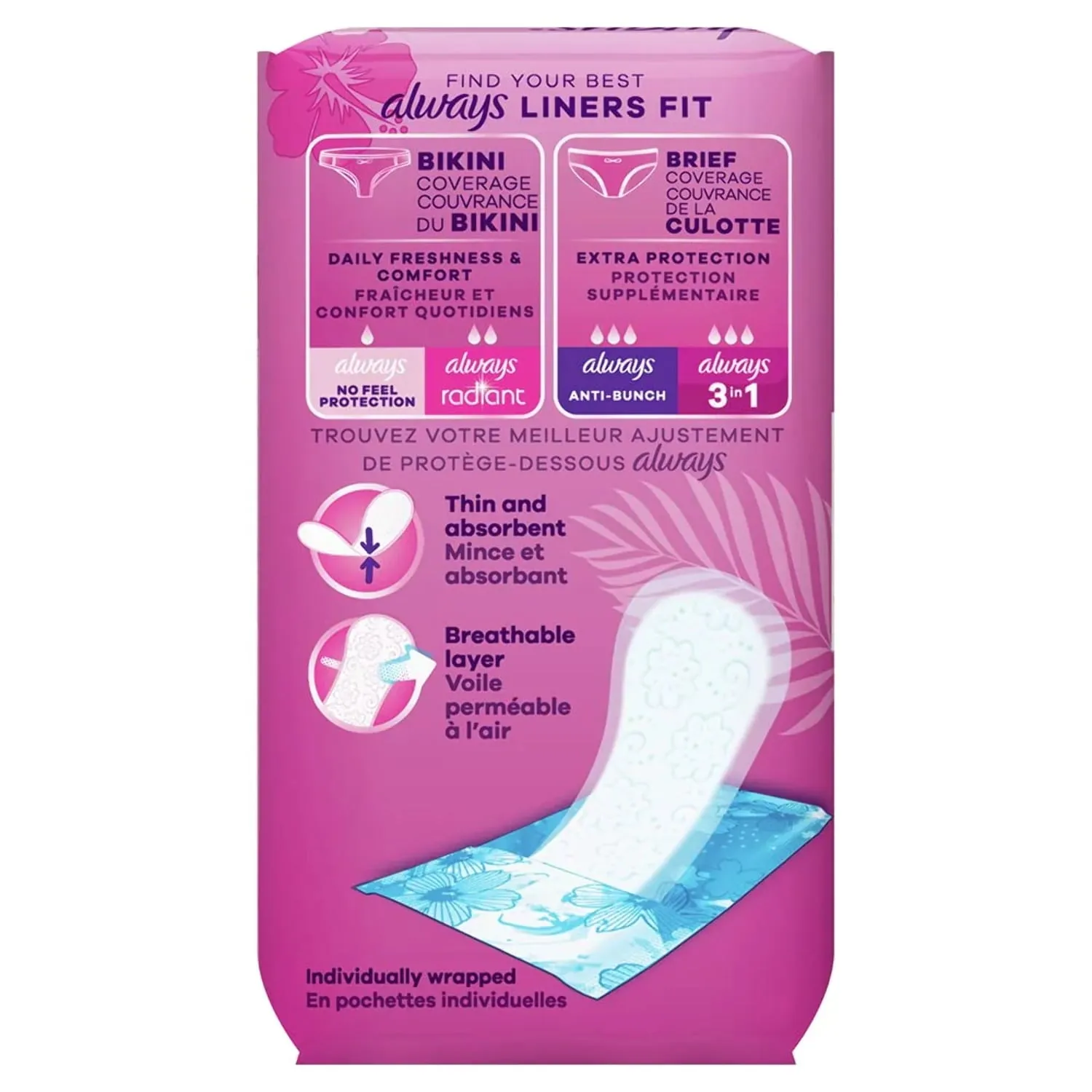Always Thin Daily Liners Regular Absorbency Unscented, 60 Ct