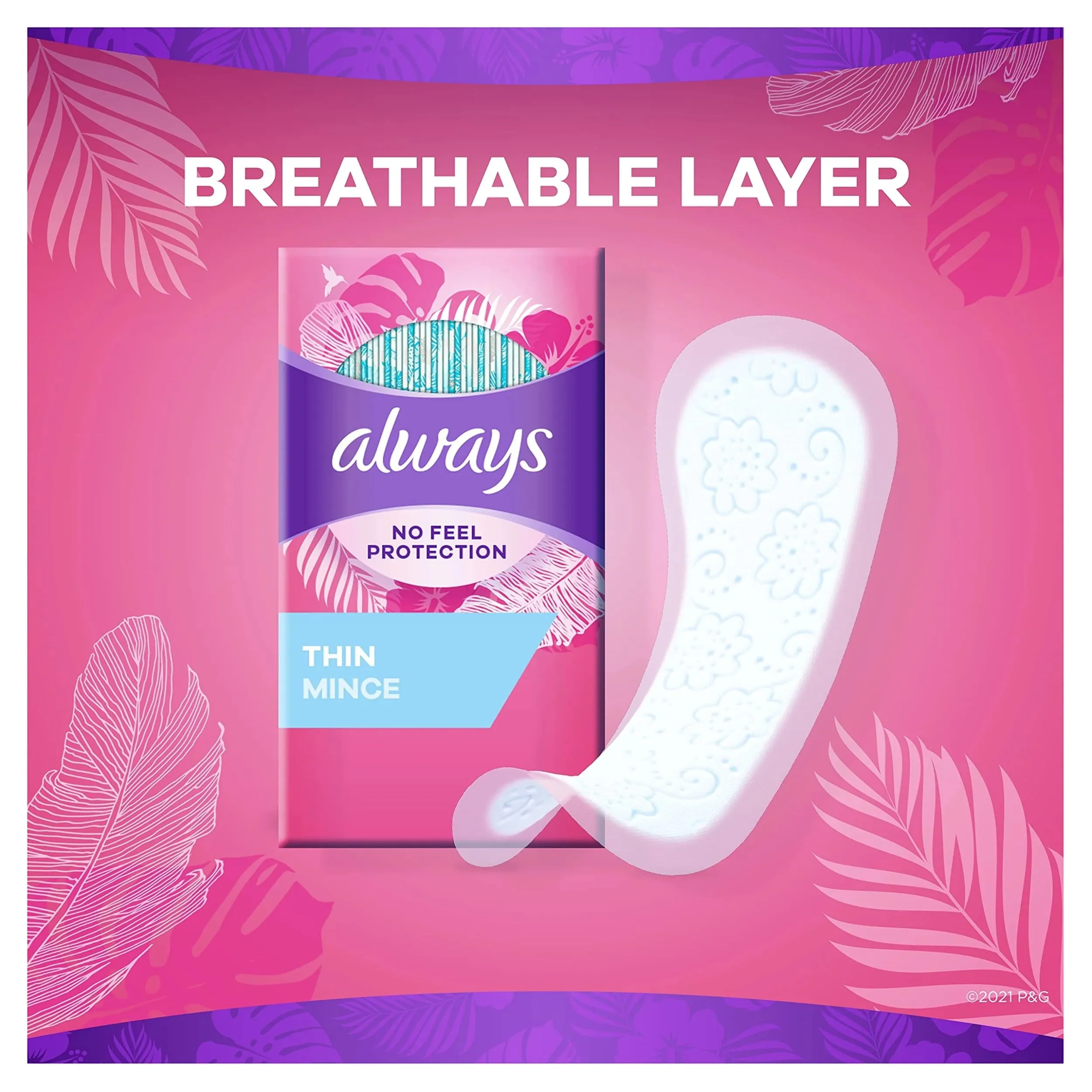 Always Thin Daily Liners Regular Absorbency Unscented, 60 Ct