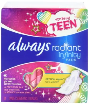 Always Totally Teen Always Radiant Infinity Pads, 14 Count