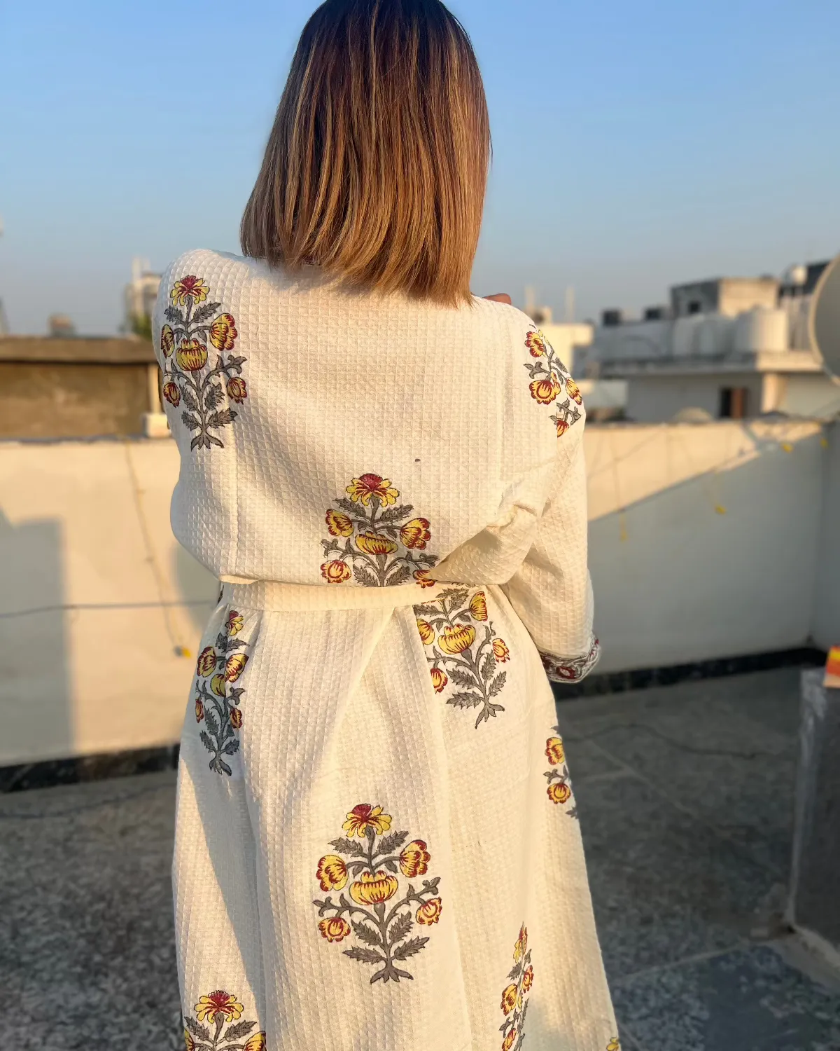 Amber Wrap Waffle Cotton Bath Robe