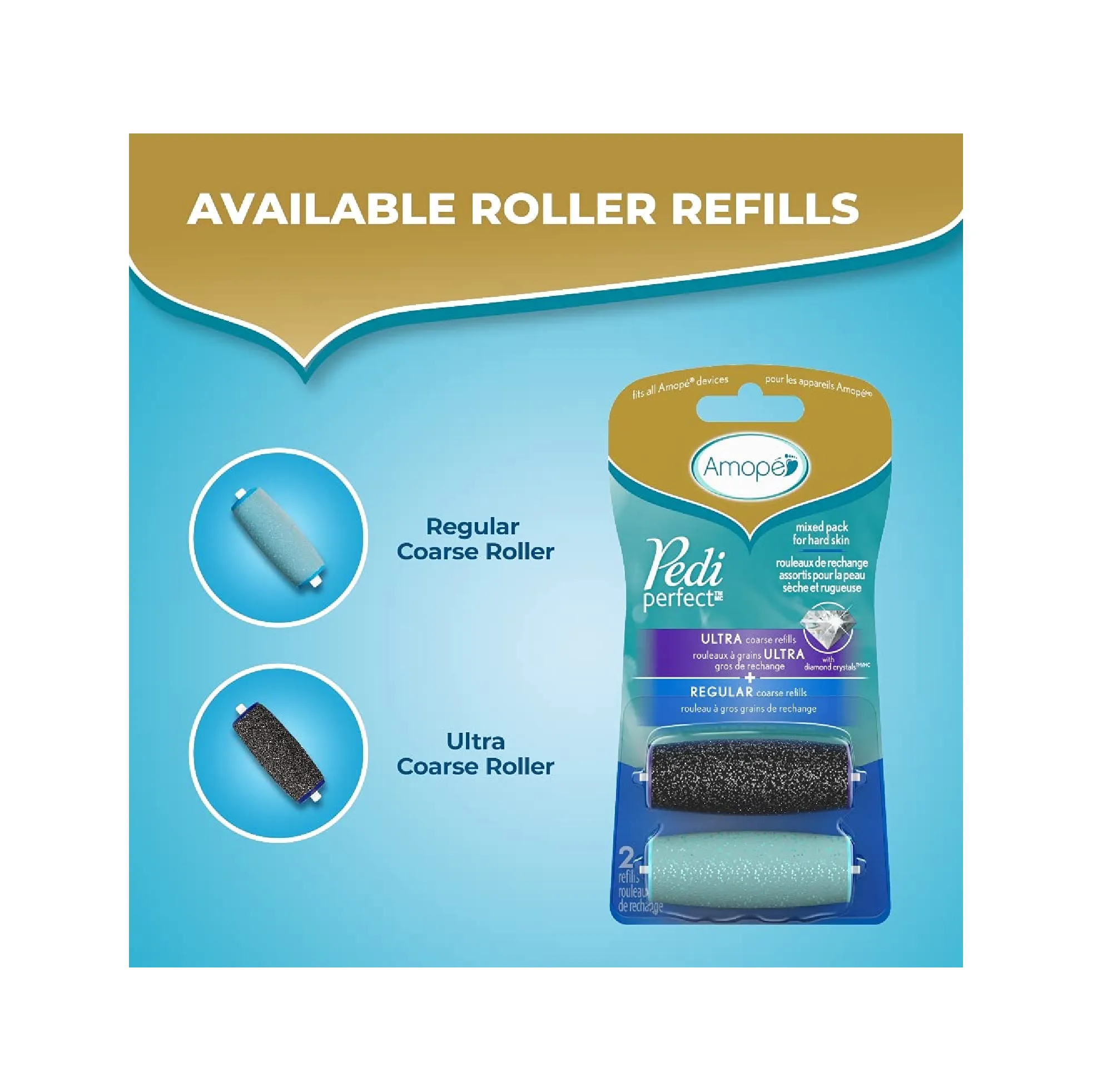 Amope Pedi Perfect Spa Experience Pampering Pack containing an Electronic Foot File 2 Pairs of Macadamia Oil Foot Masks and 2 Refills