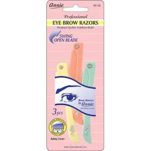 Annie Foldable Eyebrow Razor Set 3ct Asst Color