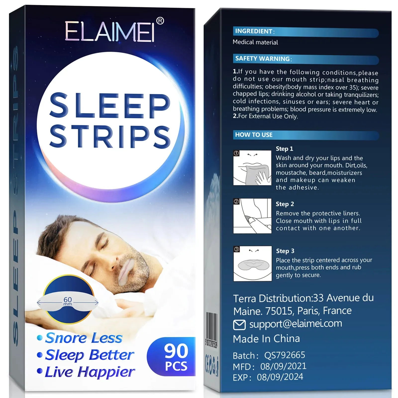 Anti Snoring Sleep Strips – Disposable Mouth Tape for Better Nose Breathing