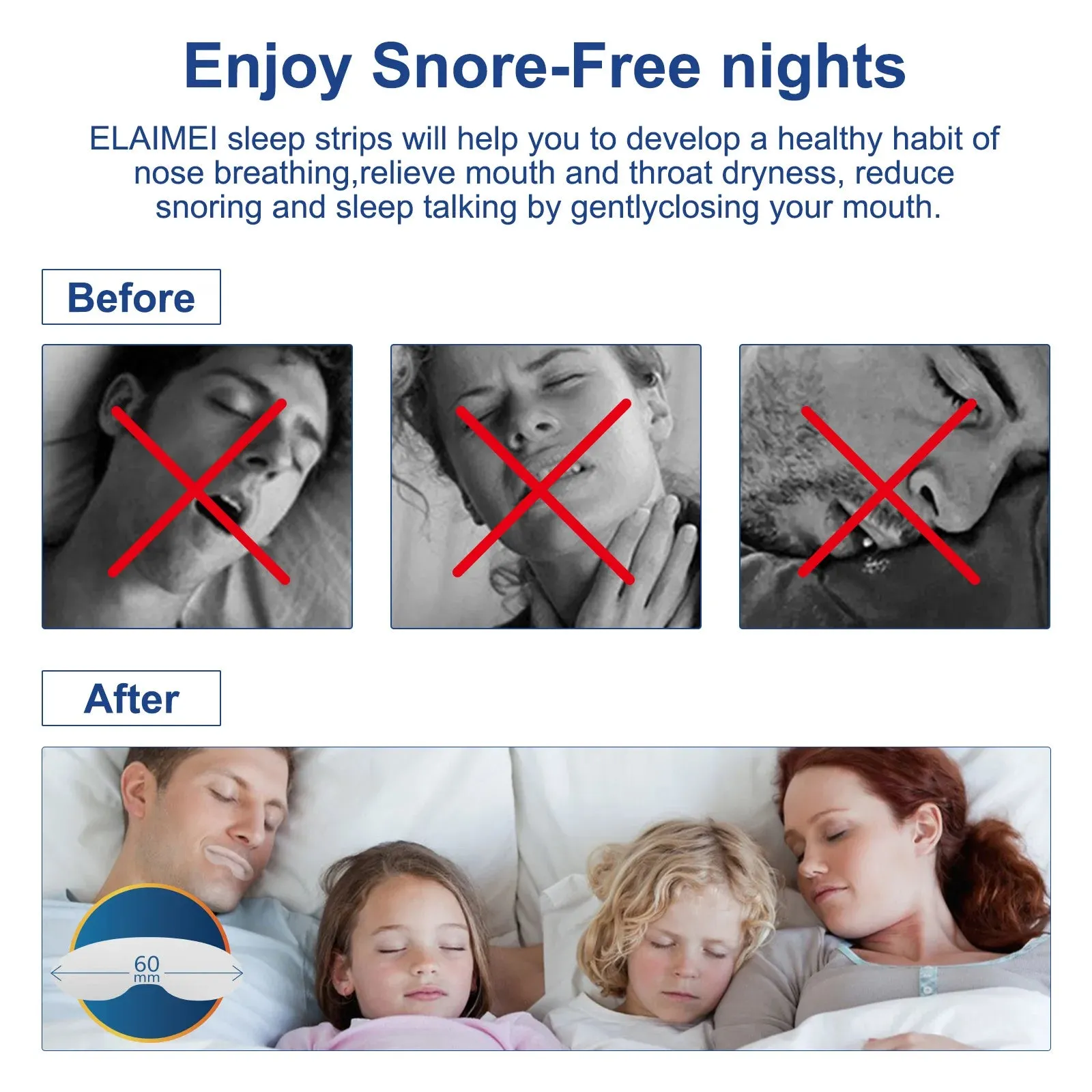Anti Snoring Sleep Strips – Disposable Mouth Tape for Better Nose Breathing