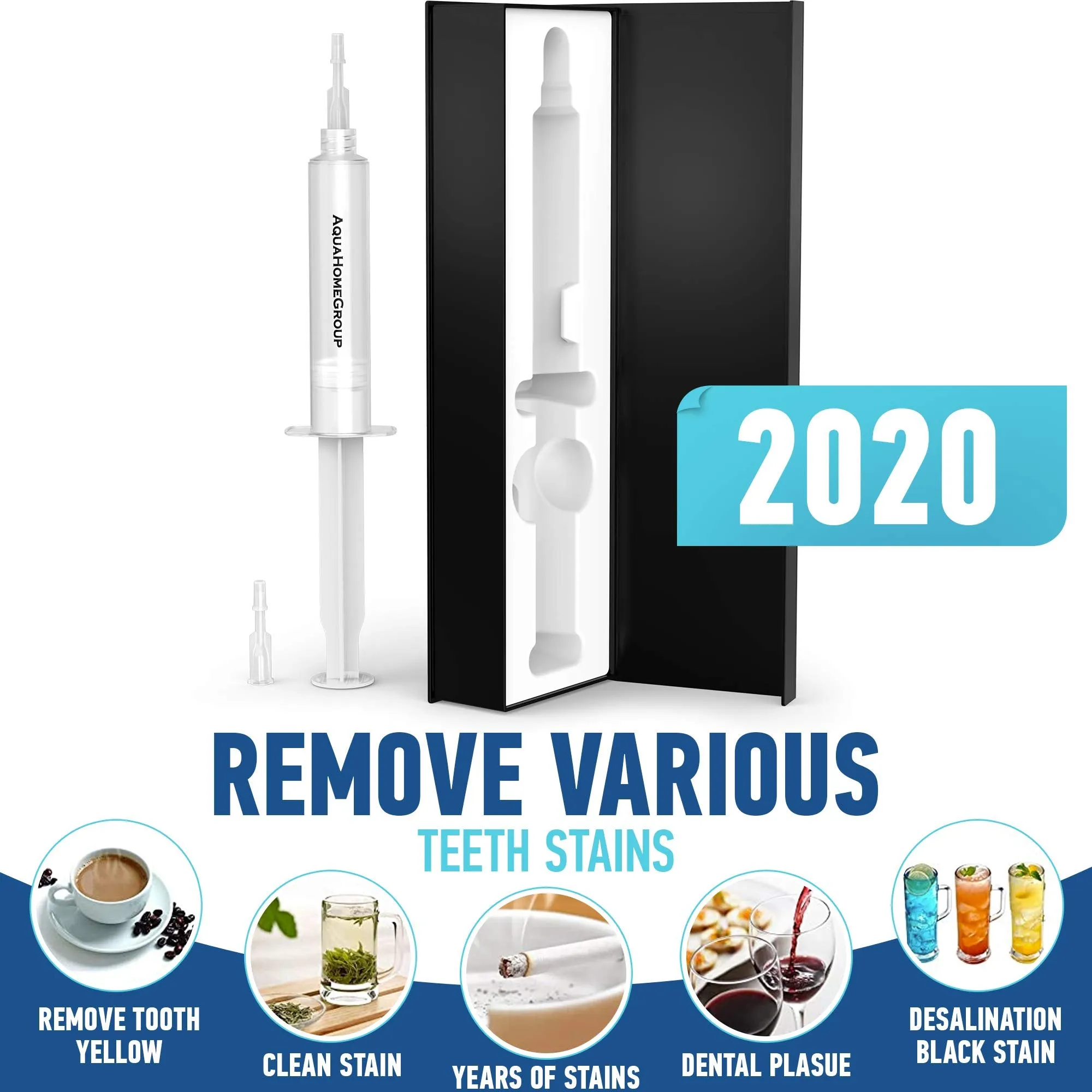AquaHomeGroup Teeth Whitening Gel Syringe - 10 ml Teeth Whitening Gel Refill Teeth Whitener Pap Gel - Safe Remineralization Gel for Teeth Whitening Kit with LED Light