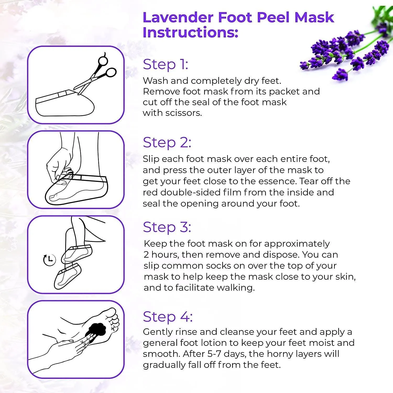 Areumbeauti Foot Mask 2 Pack , Baby Soft Smooth Touch Feet-Men Women (Lavender)