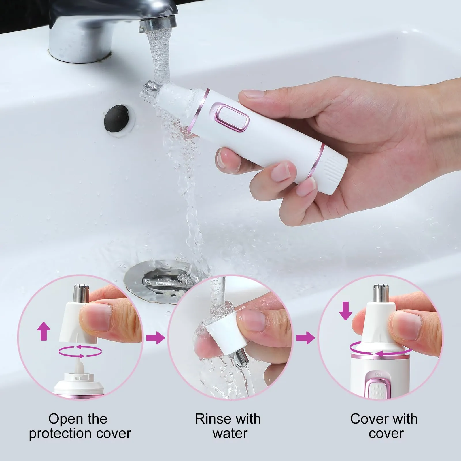 AREYZIN Nose Hair Trimmer for Women 2 in 1 Painless Eyebrow Trimmer and Nose Trimmer Facial Hair Removal Nasal Hair Clippers Professional, Waterproof, Dual-Edge Blade