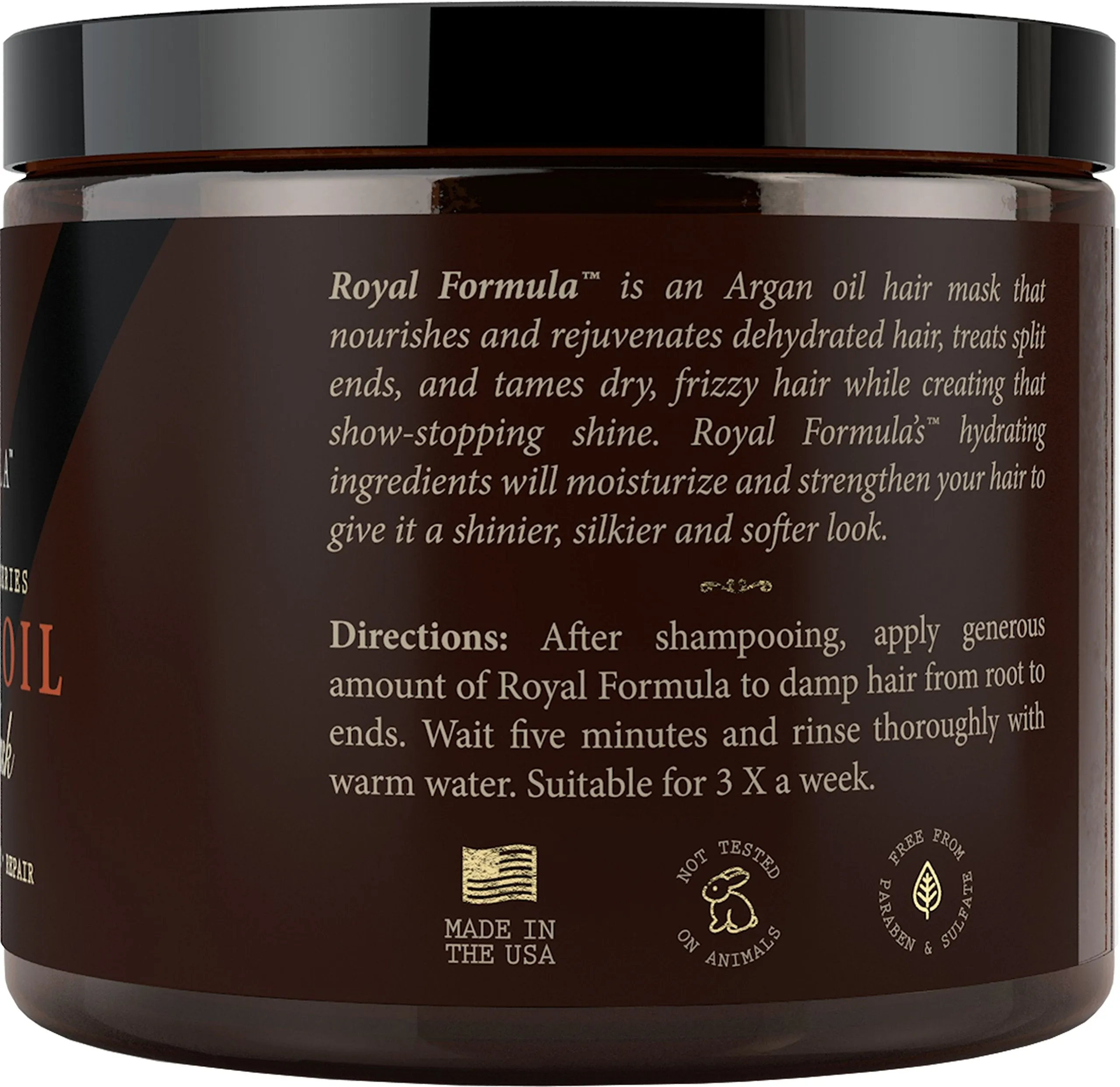 Argan Oil Hair Mask, Organic Argan & Almond Oils - Deep Conditioner, Hydrating Hair Treatment Therapy, Repair Dry Damaged, Color Treated & Bleached Hair - Hydrates & Stimulates Hair Growth, 8 Oz 8 Fl Oz (Pack of 1)