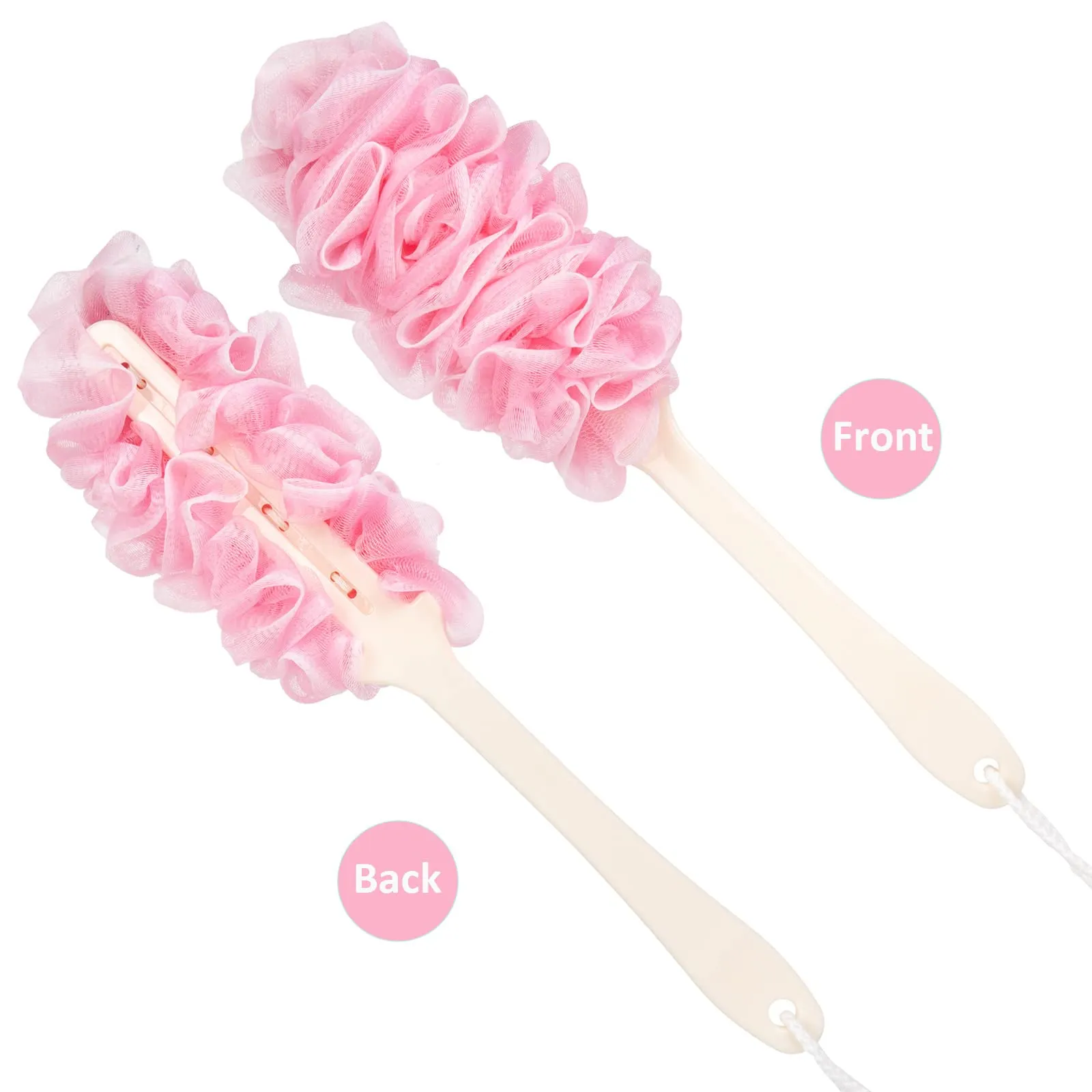 Arswin Loofah Back Scrubber for Shower,Loofah On a Stick Long Handle Bath Sponge Shower Brush,Soft Nylon Mesh Body Brush for Women&Men