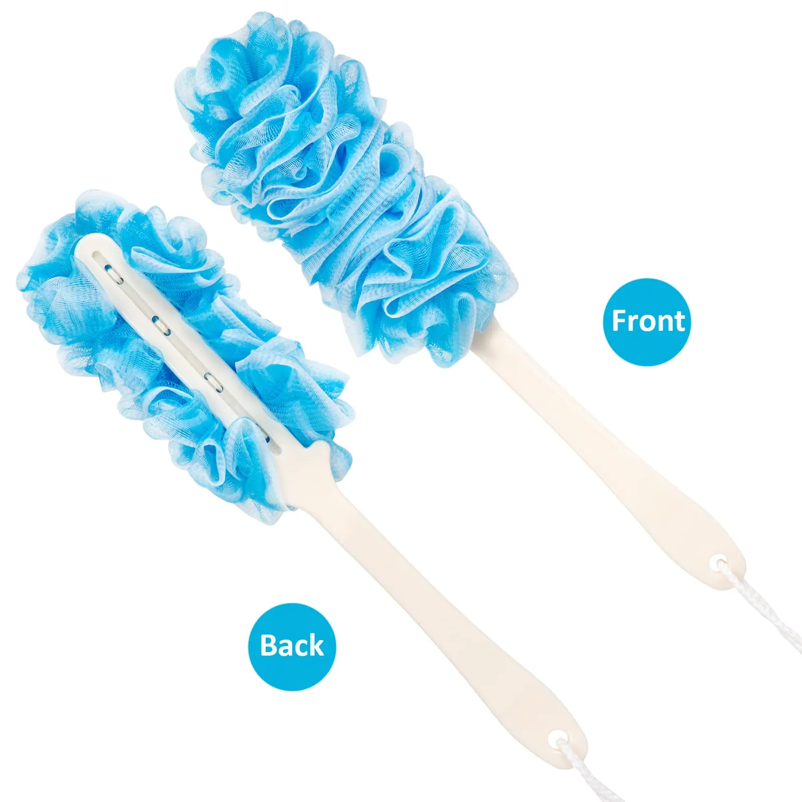 Arswin Loofah Back Scrubber for Shower,Loofah On a Stick Long Handle Bath Sponge Shower Brush,Soft Nylon Mesh Body Brush for Women&Men