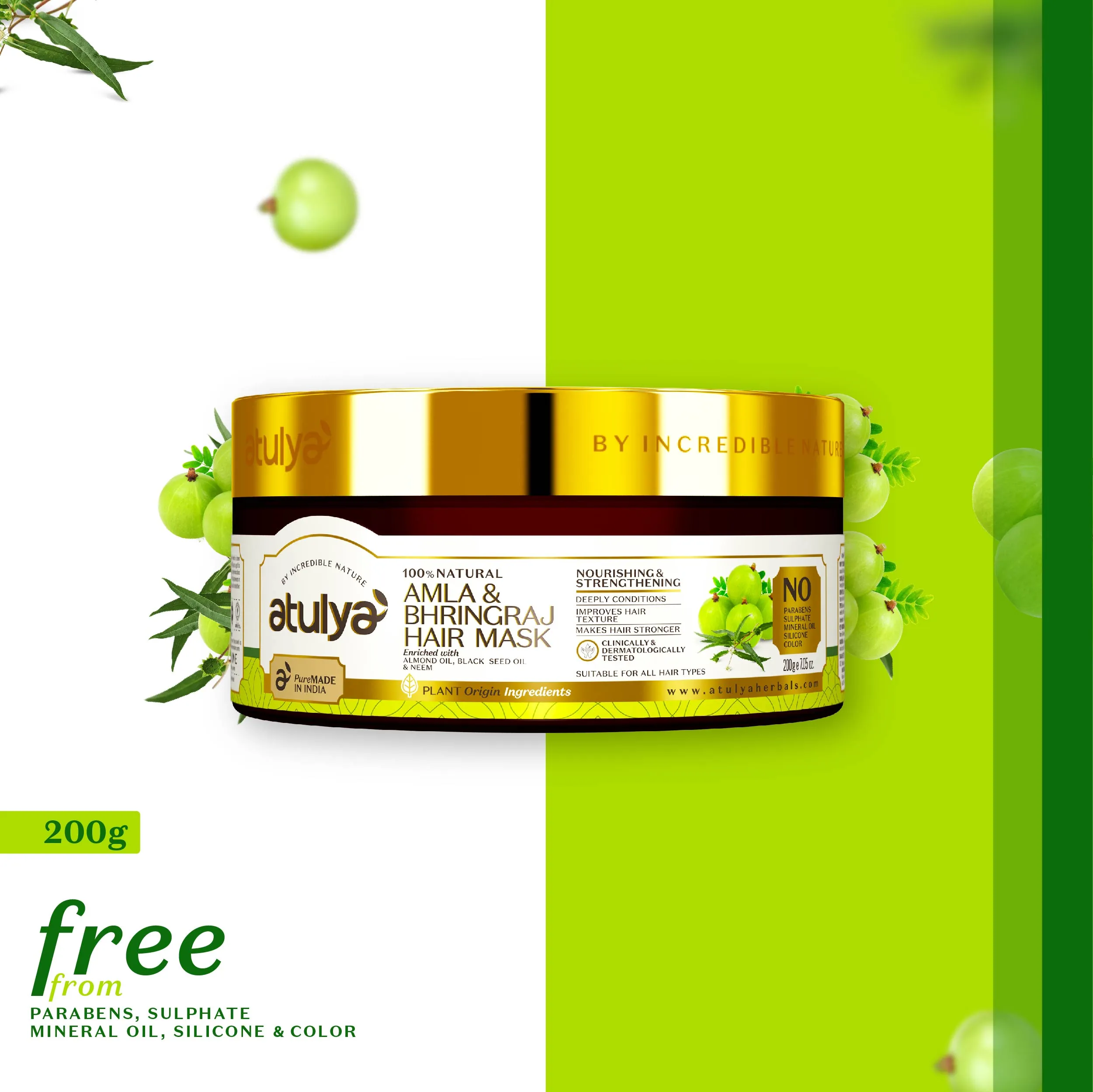 atulya Amla & Bhringraj Hair Mask - 200gm (Buy 3 Products & Get Rs.300 Off)