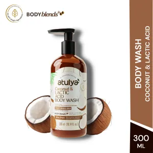Atulya Coconut & Lactic Acid Body Wash | Paraben & SLS Free | Suitable for All Skin Types | 300 ML (Add 2 Products in the Cart & Get 1 Free Product Use Code: B1G1)