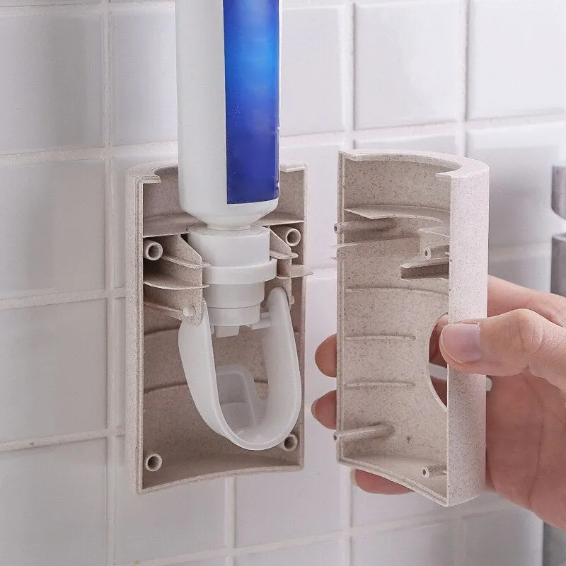 Automatic Toothpaste Dispenser Dust-Proof Toothbrush Holder Wheat Straw Wall Mounted Home Squeezer Bathroom accessories
