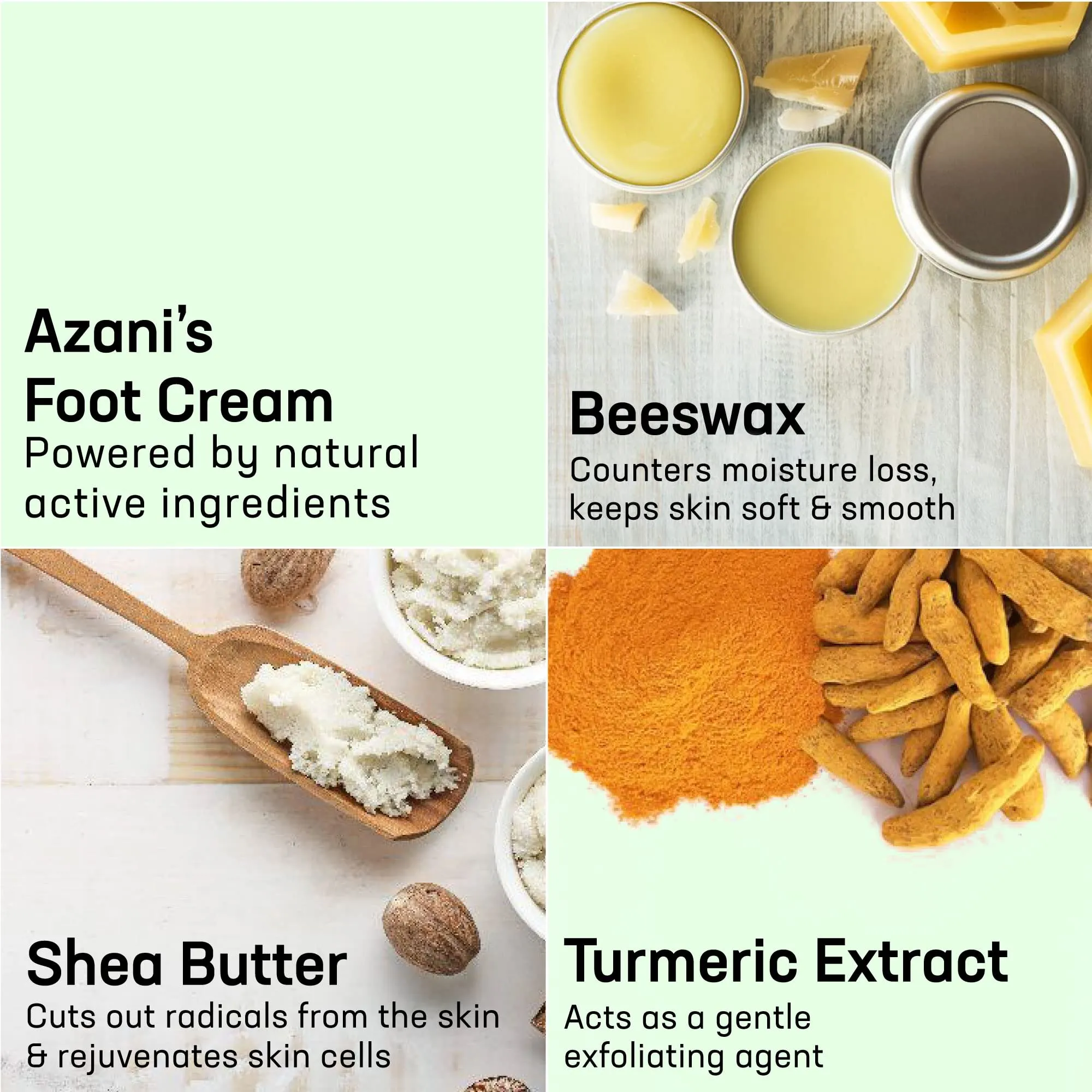 Azani Foot Care Cream (200 gm) | 4% Beeswax, 4% Shea Butter, Turmeric | for Rough, Dry and Cracked Heel, Knee & Elbow | Exfoliator, Moisturizer| Women & Men 200 g